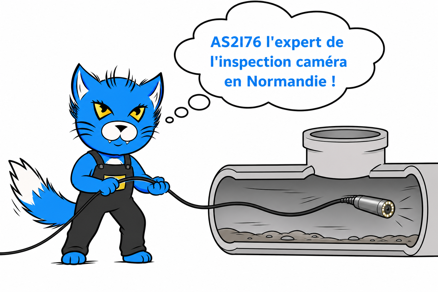 Mascotte AS2I76 – Inspection caméra de canalisation en Normandie